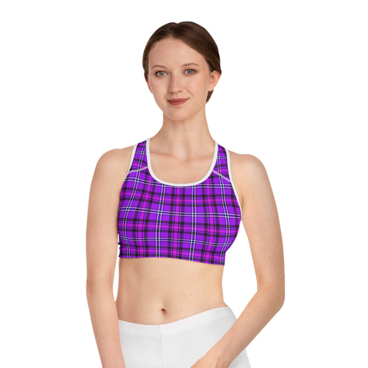 Vibrant Plaid Sports Bra for Active Lifestyles, Comfortable Workout Gear, Perfect for Yoga, Gym, Running, Fitness Fashion - Celtic Scents