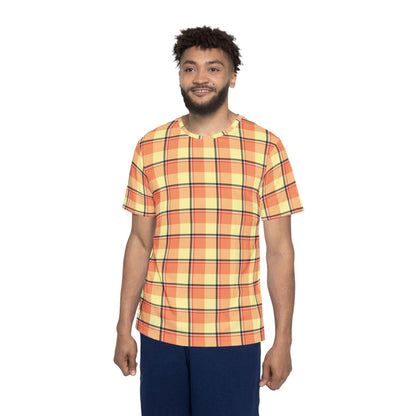Personalized Men's Sports Jersey, Vibrant Plaid Graphic Tee, Casual Wear, Athletic Style