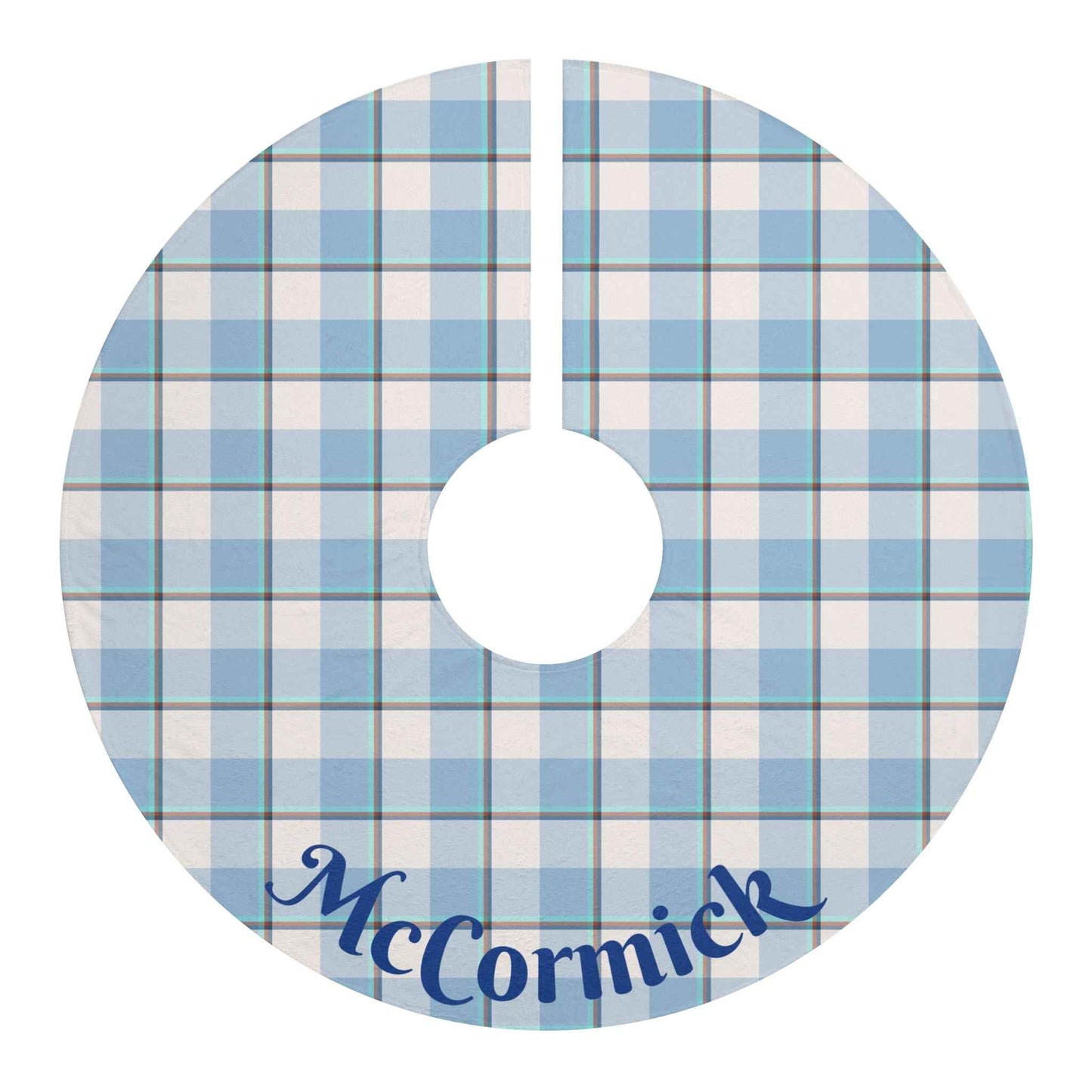 Classic Blue Plaid Christmas Tree Skirt, Personalized Holiday Decor, Festive Home Accessory, Winter Celebration Decor, McCormick Tree Skirt