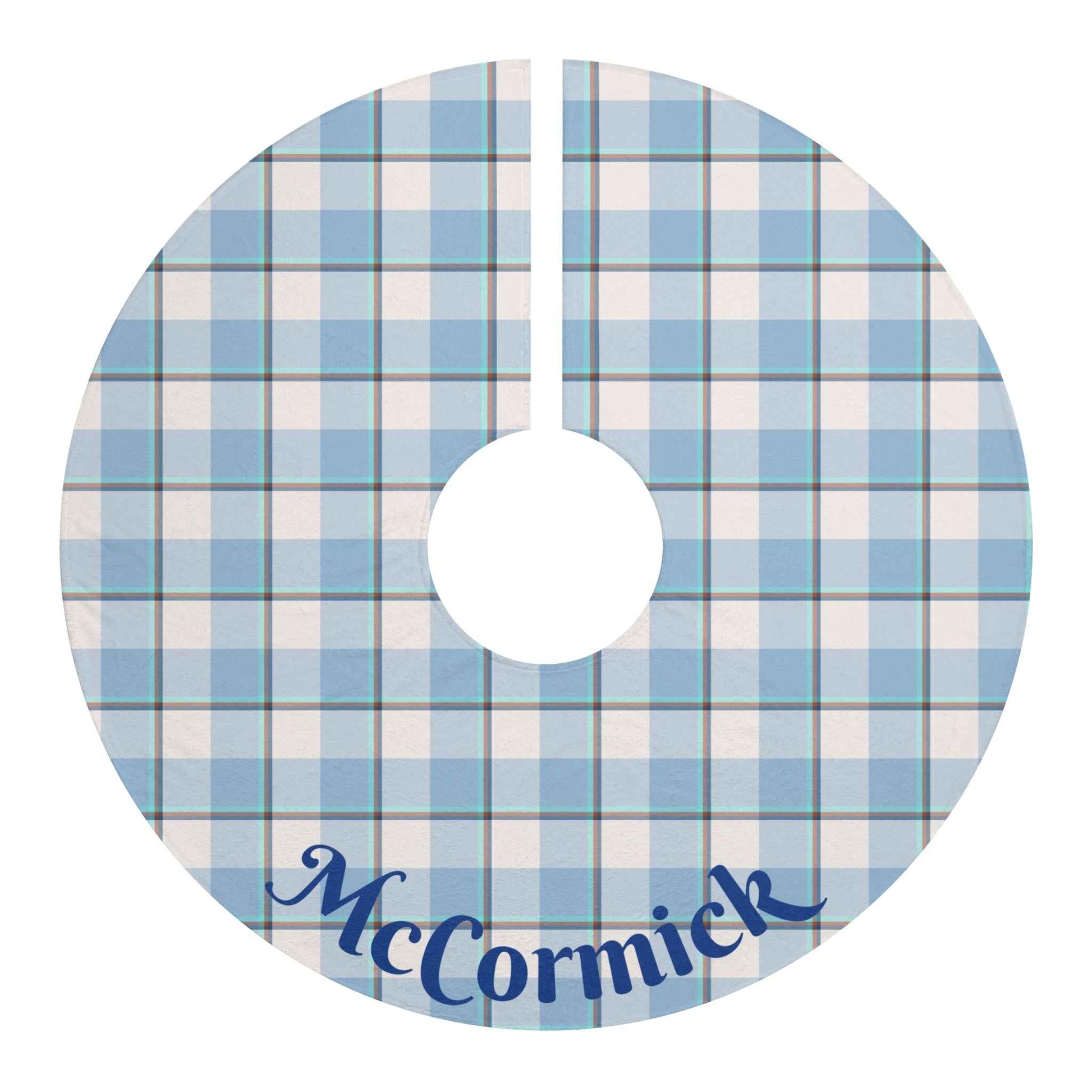 Classic Blue Plaid Christmas Tree Skirt, Personalized Holiday Decor, Festive Home Accessory, Winter Celebration Decor, McCormick Tree Skirt