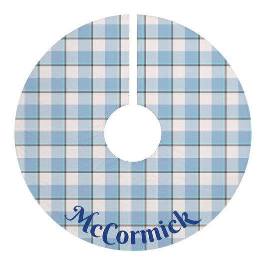 Classic Blue Plaid Christmas Tree Skirt, Personalized Holiday Decor, Festive Home Accessory, Winter Celebration Decor, McCormick Tree Skirt
