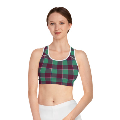 Plaid Pattern Sports Bra, Stylish Activewear, Gymwear, Workout Top, Fitness Apparel, Training Bra - Celtic Scents