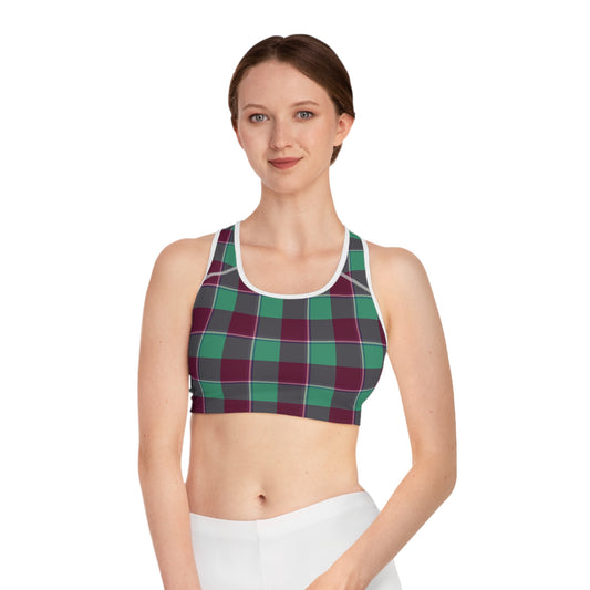 Plaid Pattern Sports Bra, Stylish Activewear, Gymwear, Workout Top, Fitness Apparel, Training Bra - Celtic Scents