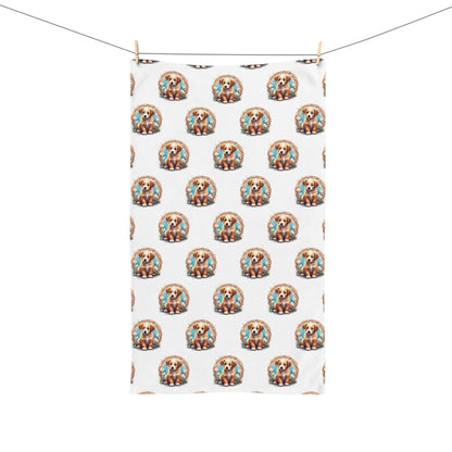 Whimsical Celtic Puppy Pattern Hand Towel - Cute Pet Gift, Home Decor, Dog Lover's Kitchen Towel, Animal Themed Gifts, Pet Owner Accessories