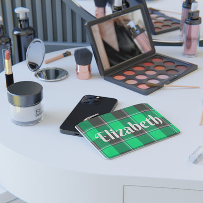 Personalized Plaid Mini Clutch Bag, Green Clutch for Women, Gift for Her, Custom Accessory, Stylish Pouch for Everyday Use - Celtic Scents