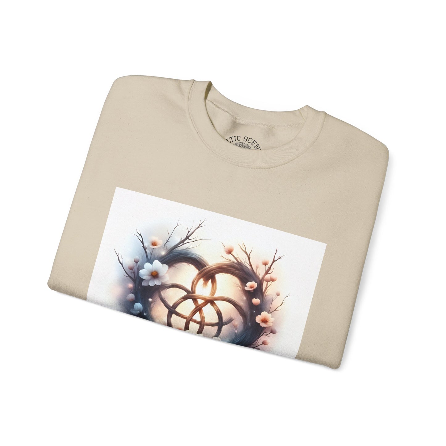 Floral Heart Crewneck Sweatshirt | Cozy Unisex Gift for Nature Lovers, Casual Wear, Spring Fashion, Eco-Friendly Style - Celtic Scents