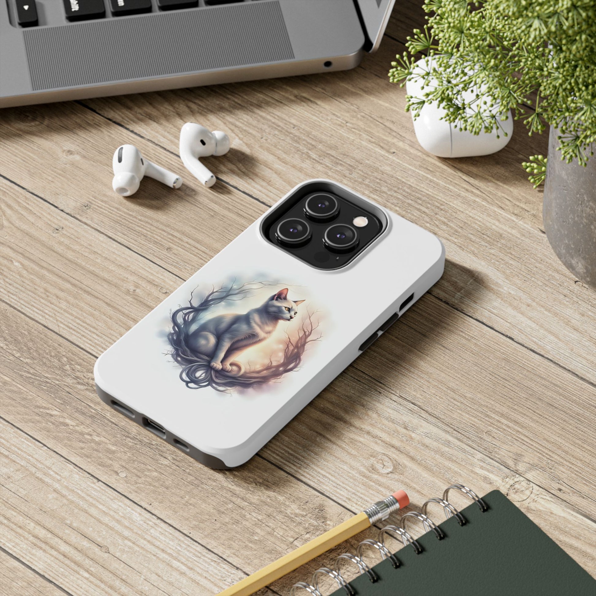Artistic Cat Phone Case, Tough Phone Cases, Pet Lover Gift, Cat Lover Accessory, Unique Phone Cover, Protector Case - Celtic Scents