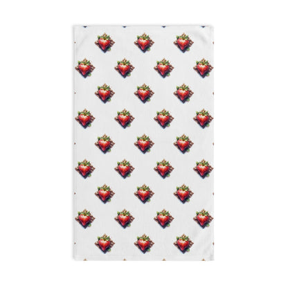 Strawberry Celtic Pattern Hand Towel | Kitchen Decor, Gift for Chefs, Summer Vibes, Farmhouse Style, Eco-Friendly Kitchen