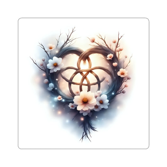 Romantic Floral Kiss-Cut Stickers, Heart Design with Flowers, Perfect for Laptop, Water Bottle, Gifts, Scrapbooking, Wedding Decor - Celtic Scents