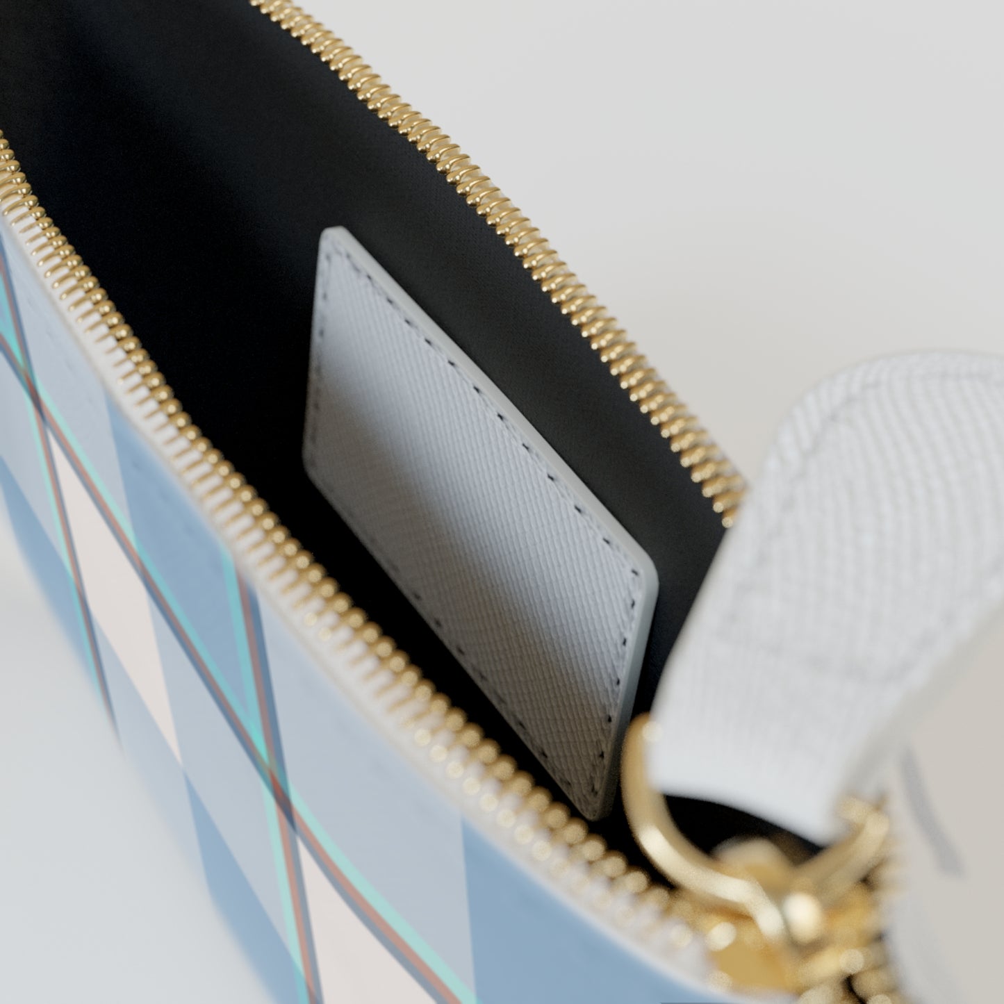 Personalized Mini Clutch Bag, Custom Pouch, Blue Plaid Makeup Bag, Gift for Her, Monogrammed Wallet, Cute Travel Accessory - Celtic Scents