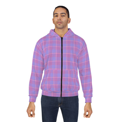 Pastel Plaid Unisex Zip Hoodie, Cozy Layering Piece, Casual Wear, Trendy Spring Apparel, Comfortable Style, Gift for Her/Him - Celtic Scents