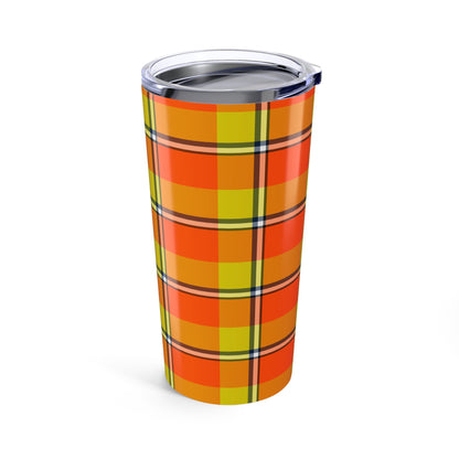 Vibrant Autumn Plaid Tumbler | 20oz Insulated Drinkware for Fall, Thanksgiving, Cozy Vibe, Outdoor Events, Gift for Her, Plaid Lover - Celtic Scents