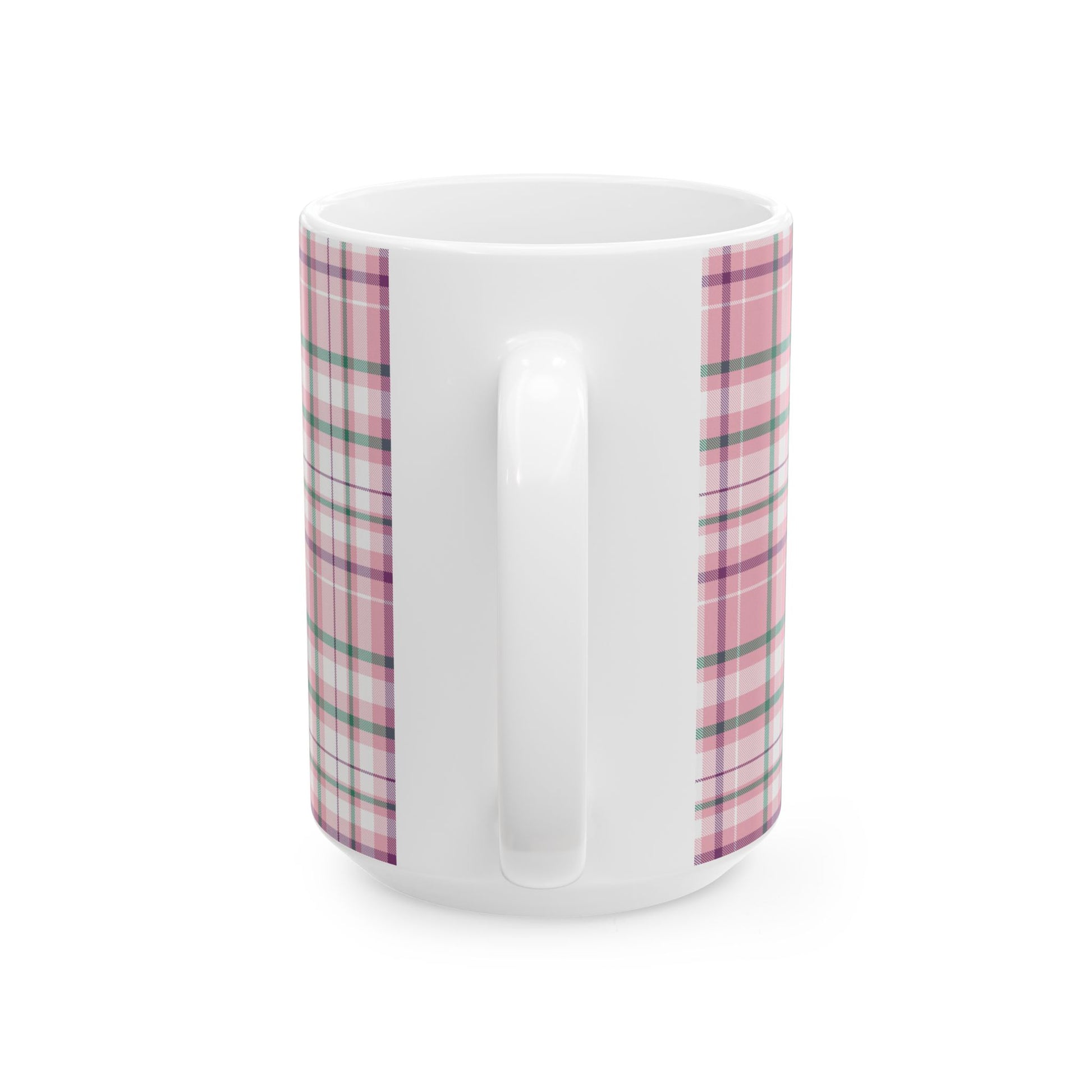 Cozy Multi Pink Plaid Mug | 11oz, 15oz Coffee Cup | Perfect for Autumn, Home Decor, Gift for Friends and Family, Warm Beverage Enjoyment - Celtic Scents