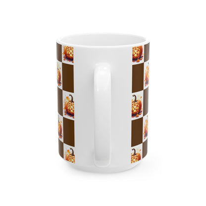 Fall-Themed Pumpkin Ceramic Mug | Cozy Autumn Coffee Cup, Harvest Decor, Thanksgiving Gift, Seasonal Kitchenware, Pumpkin Spice Lovers - Celtic Scents