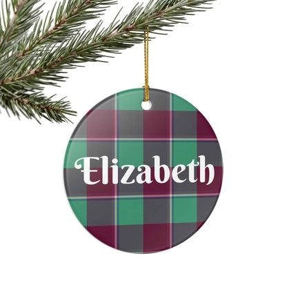 Personalized Plaid Ceramic Ornament, Custom Christmas Decoration, Holiday Gift, Keepsake, Name Ornament, Home Decor