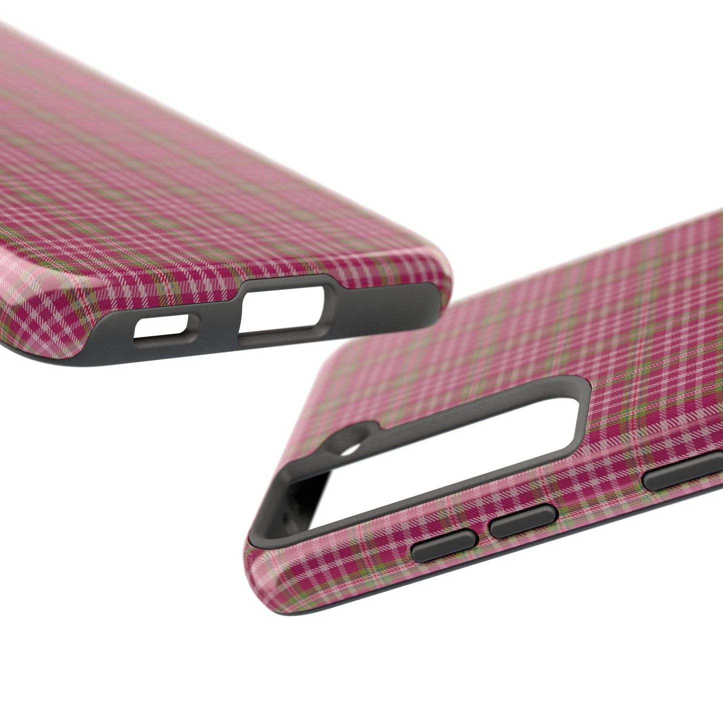 Stylish Tough Phone Cases - Protect Your Phone with Trendy Plaid Design, Gift for Her, Pink Plaid Design