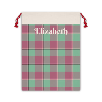 Personalized Gift Bag - Custom Name Plaid Design for Birthdays, Holidays, Christmas, Weddings, or Any Celebration