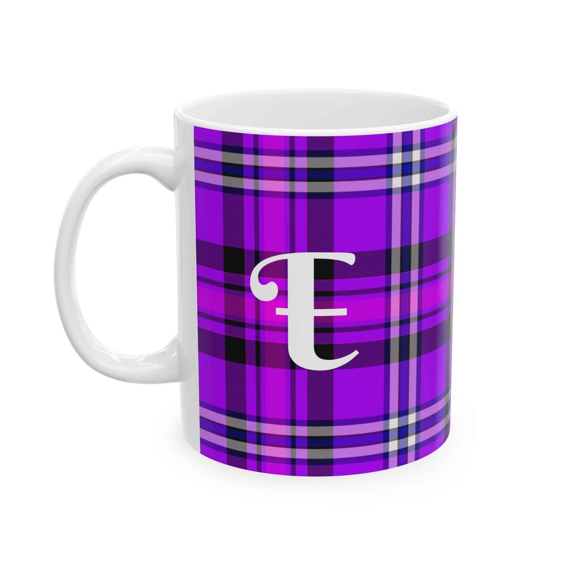 Personalized Vibrant Plaid Ceramic Mug, Cozy Drinkware for Coffee Lovers, Perfect Gift