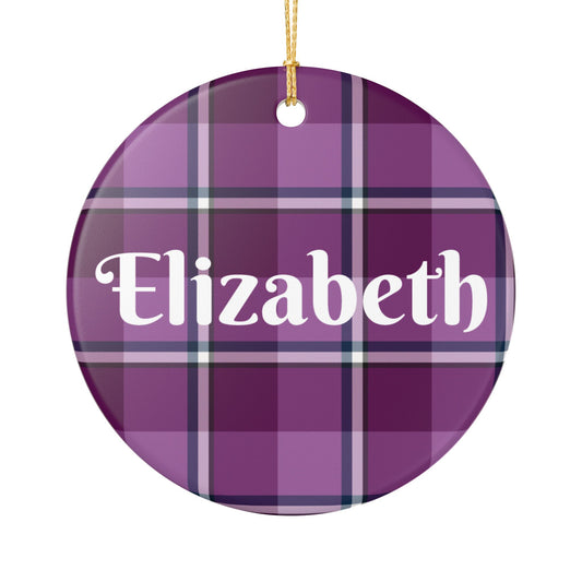 Personalized Plaid Ceramic Ornament, Custom Home Decor, Holiday Gift, Unique Keepsake, Purple Plaid Decoration, Tree Ornament - Celtic Scents