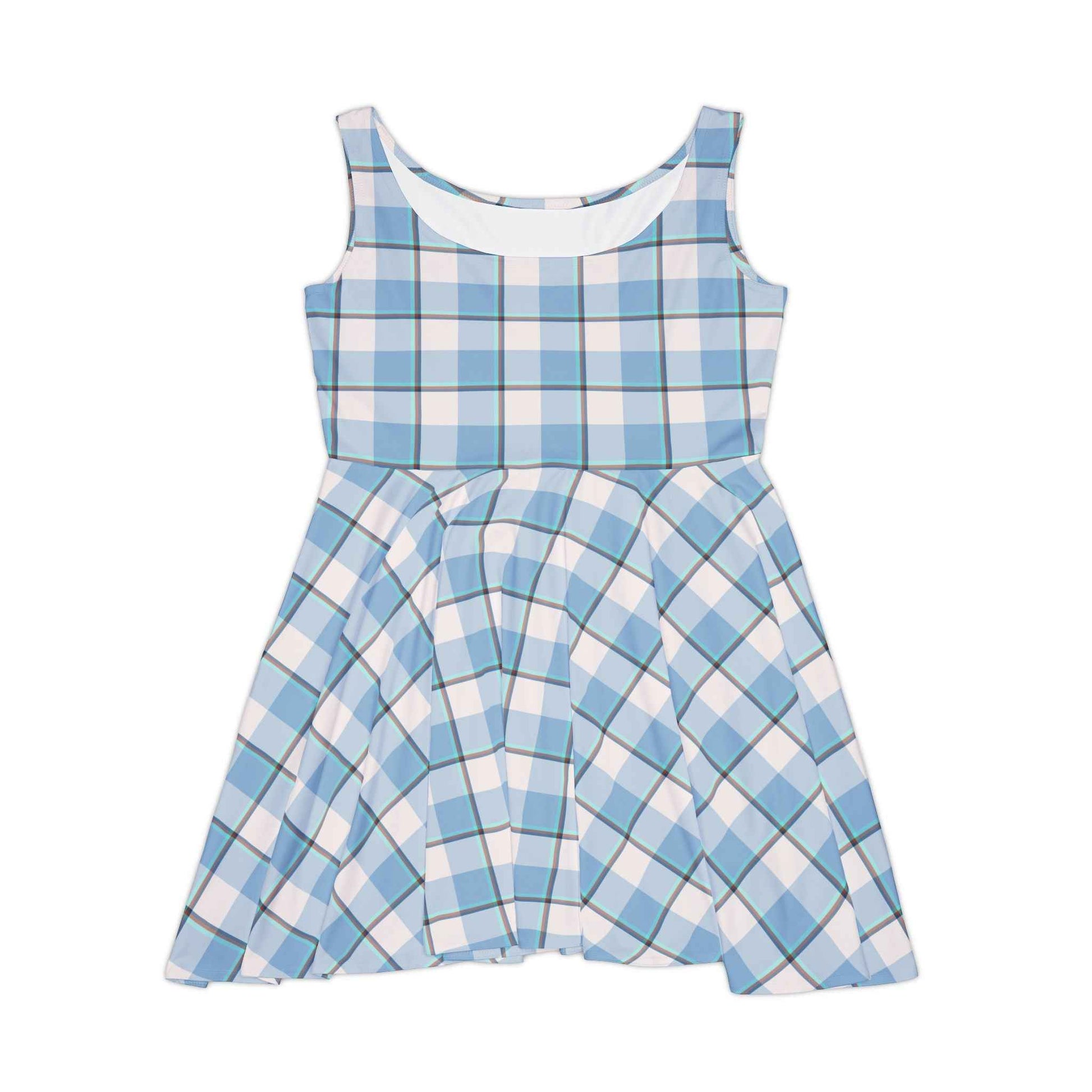 Winter Plaid Blue Women's Skater Dress | Casual Summer Dress, Spring Party Dress, Comfortable Everyday Wear, Vintage Style, Birthday Gift