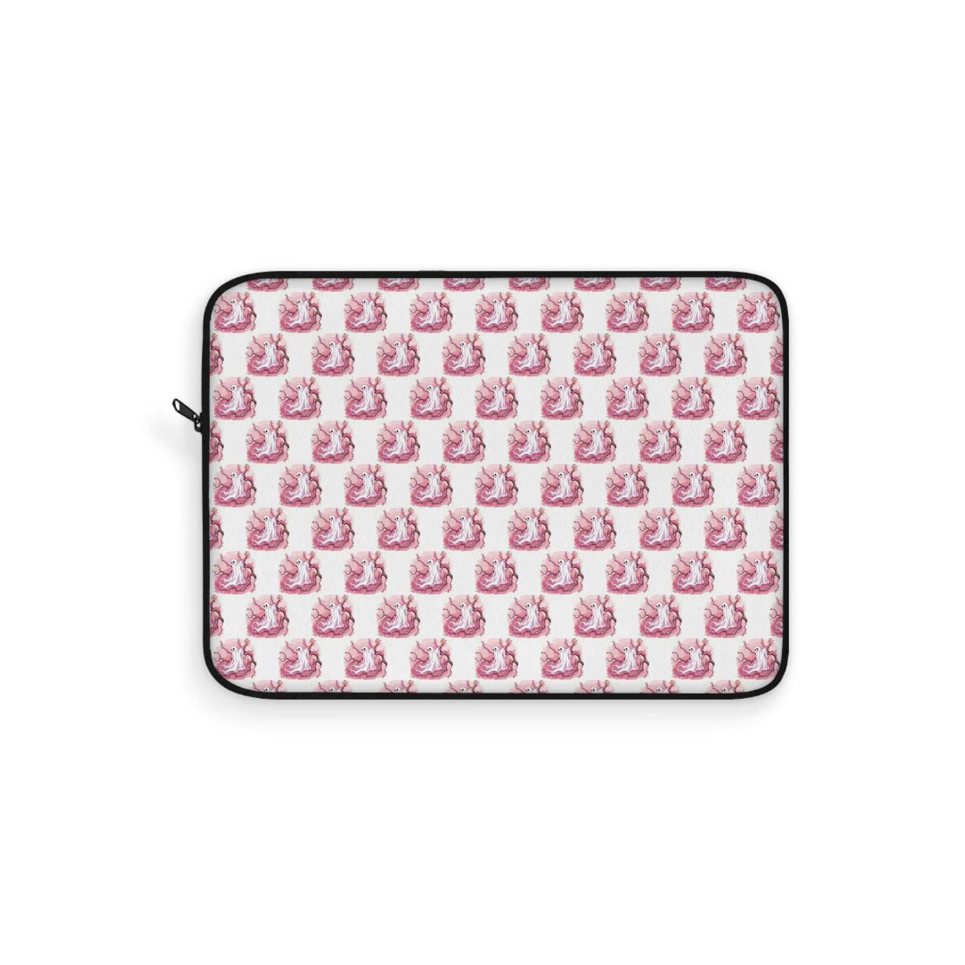 Charming Pink Ghost Laptop Sleeve, Cute Tech Accessory, Gift for Students, Colorful Electronics Cover, Fantasy-themed Sleeve - Celtic Scents