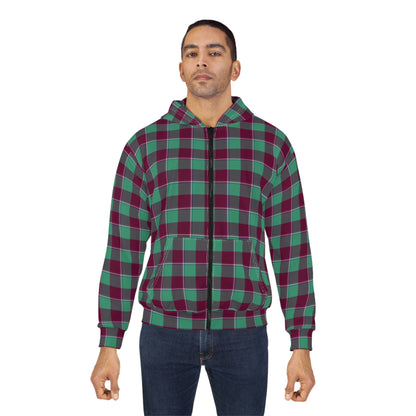 Plaid Unisex Zip Hoodie, Cozy Layering, Casual Wear, Gift for Him/Her, Fall/Winter Fashion, Outdoor Activities, Everyday Comfort - Celtic Scents