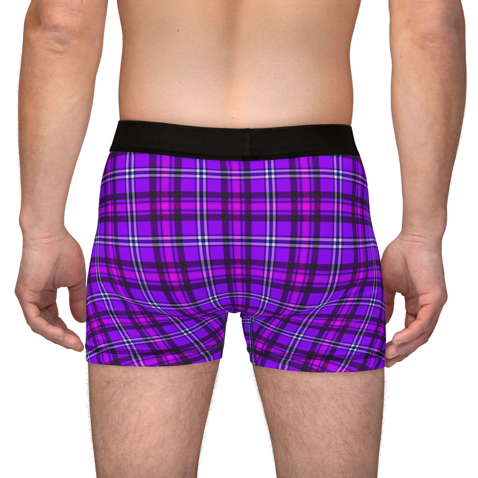 Comfortable Men's Boxers in Purple Plaid - Fun, Stylish, and Unique Underwear for Everyday Wear, Gifts, and Special Occasions - Celtic Scents