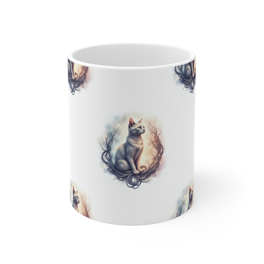 Whimsical Cat Mug, Cat Lover Gift, Cozy Home Decor, Feline Art Coffee Cup, Unique Animal Mug, Cute Cat Gift for Pet Owners