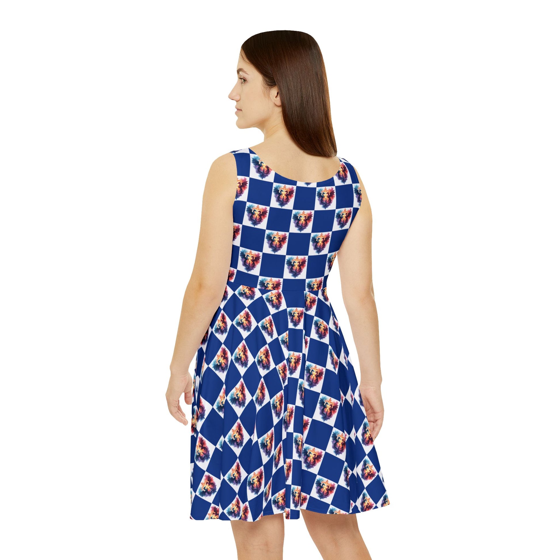 Colorful Celtic Dragon Print Women's Skater Dress, Cute Summer Dress, Festival Outfit, Date Night Dress, Gift for Her, Casual Dress - Celtic Scents