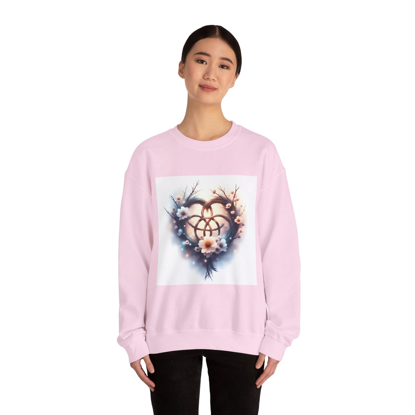 Floral Heart Crewneck Sweatshirt | Cozy Unisex Gift for Nature Lovers, Casual Wear, Spring Fashion, Eco-Friendly Style - Celtic Scents