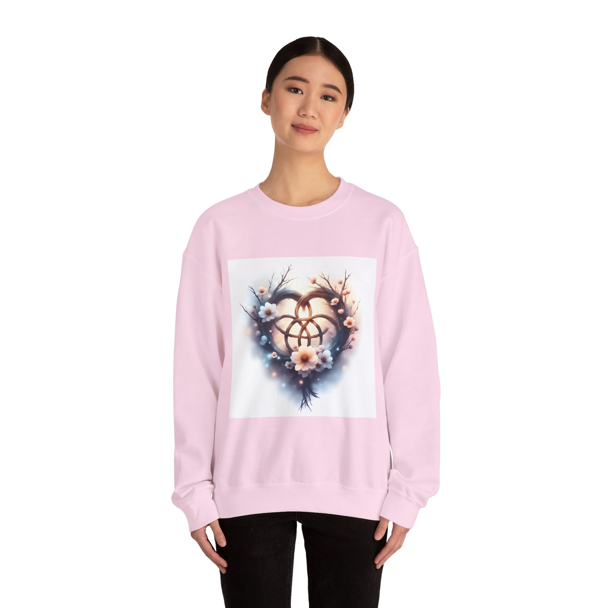 Floral Heart Crewneck Sweatshirt | Cozy Unisex Gift for Nature Lovers, Casual Wear, Spring Fashion, Eco-Friendly Style - Celtic Scents