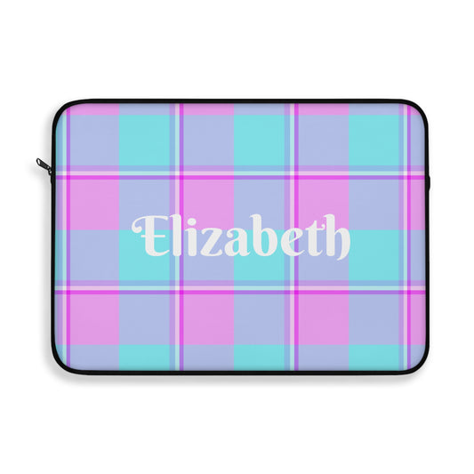 Personalized Laptop Sleeve in Pastel Plaid, Cute Tech Accessory, Custom Gift - Celtic Scents