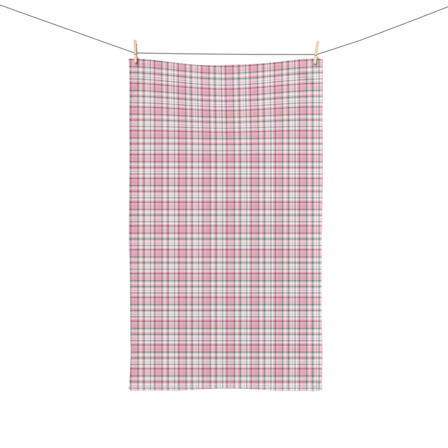 Chic Pink Plaid Hand Towel, Decorative Kitchen Towel, Farmhouse Decor, Gift for Her, Bath Towel, Home Essentials