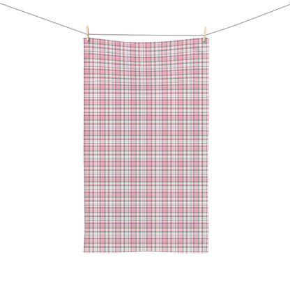 Chic Pink Plaid Hand Towel, Decorative Kitchen Towel, Farmhouse Decor, Gift for Her, Bath Towel, Home Essentials