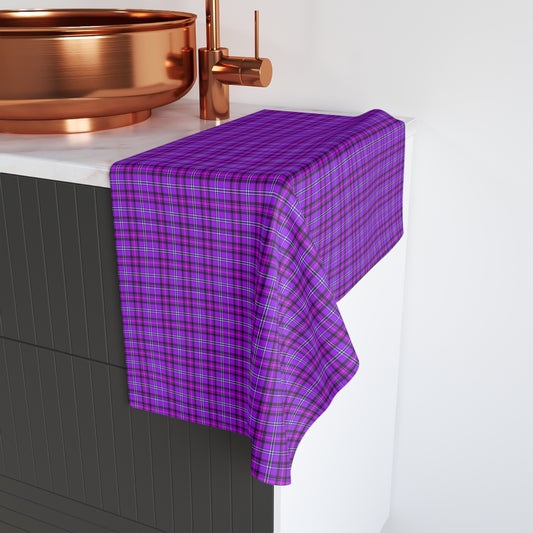 Purple Plaid Hand Towel, Cozy Kitchen Decor, Gift for Her, Bathroom Essentials, Picnic Accessory, Home Textile