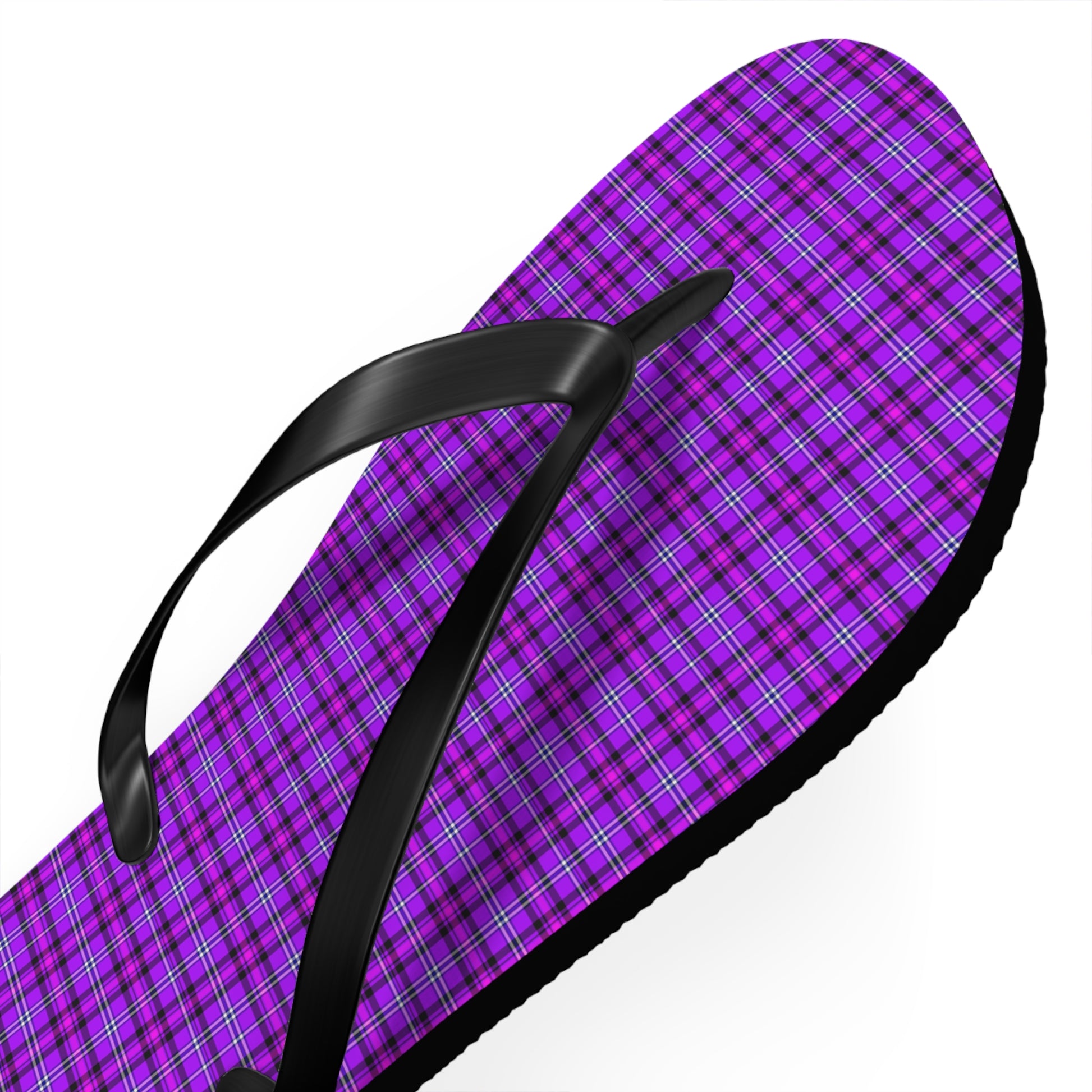 Stylish Purple Plaid Flip Flops | Summer Footwear for Beach, Pool Parties, Vacation, Travel, Casual Wear - Celtic Scents