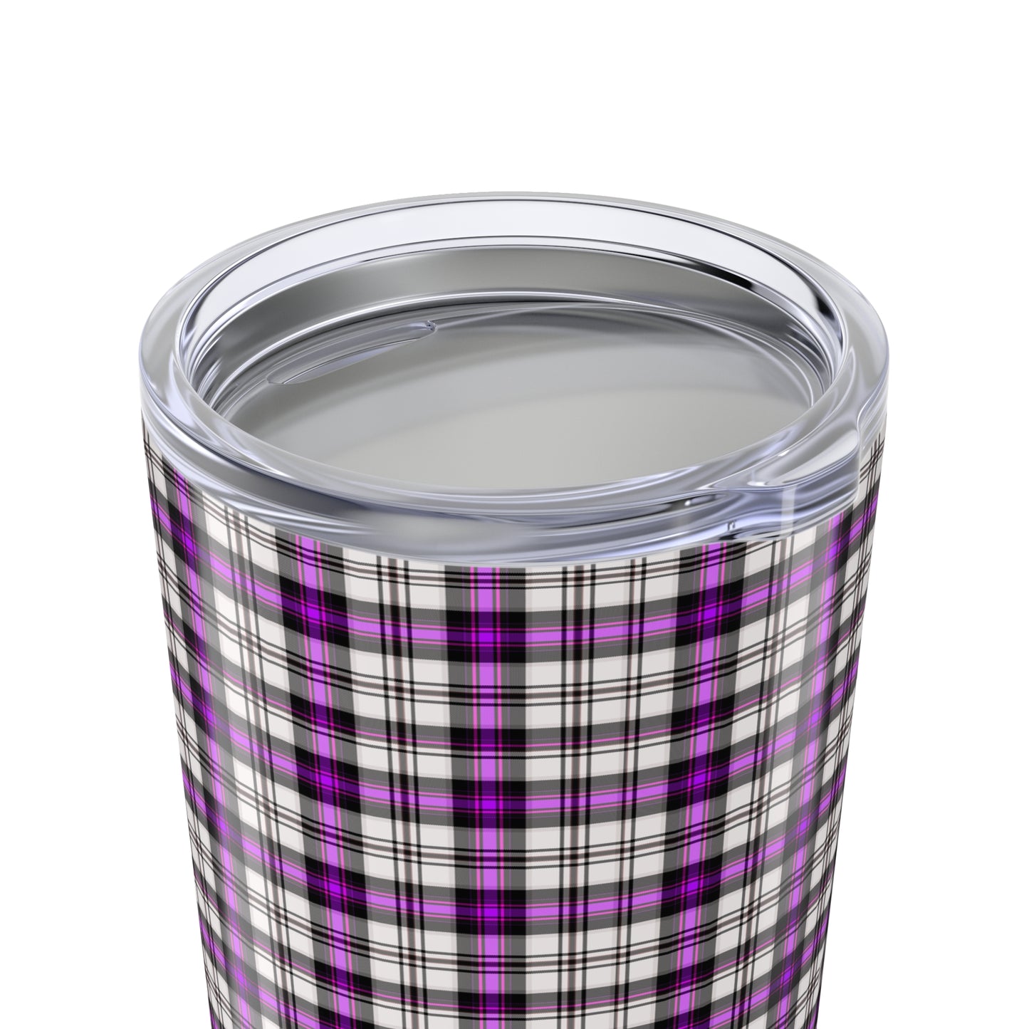 Purple Plaid Tumbler, Stylish Travel Mug for Coffee, Personalized Gift, Drinkware for Home, Outdoor Adventures, Holiday Cheer - Celtic Scents