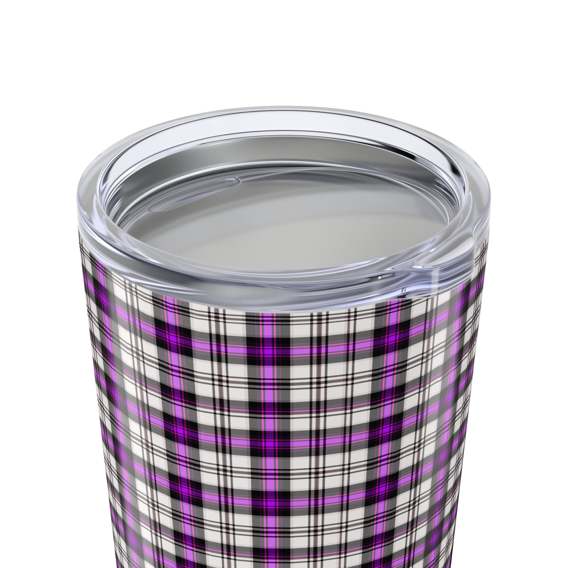 Purple Plaid Tumbler, Stylish Travel Mug for Coffee, Personalized Gift, Drinkware for Home, Outdoor Adventures, Holiday Cheer - Celtic Scents