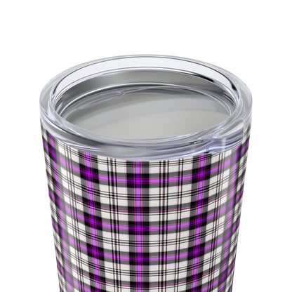 Purple Plaid Tumbler, Stylish Travel Mug for Coffee, Personalized Gift, Drinkware for Home, Outdoor Adventures, Holiday Cheer - Celtic Scents