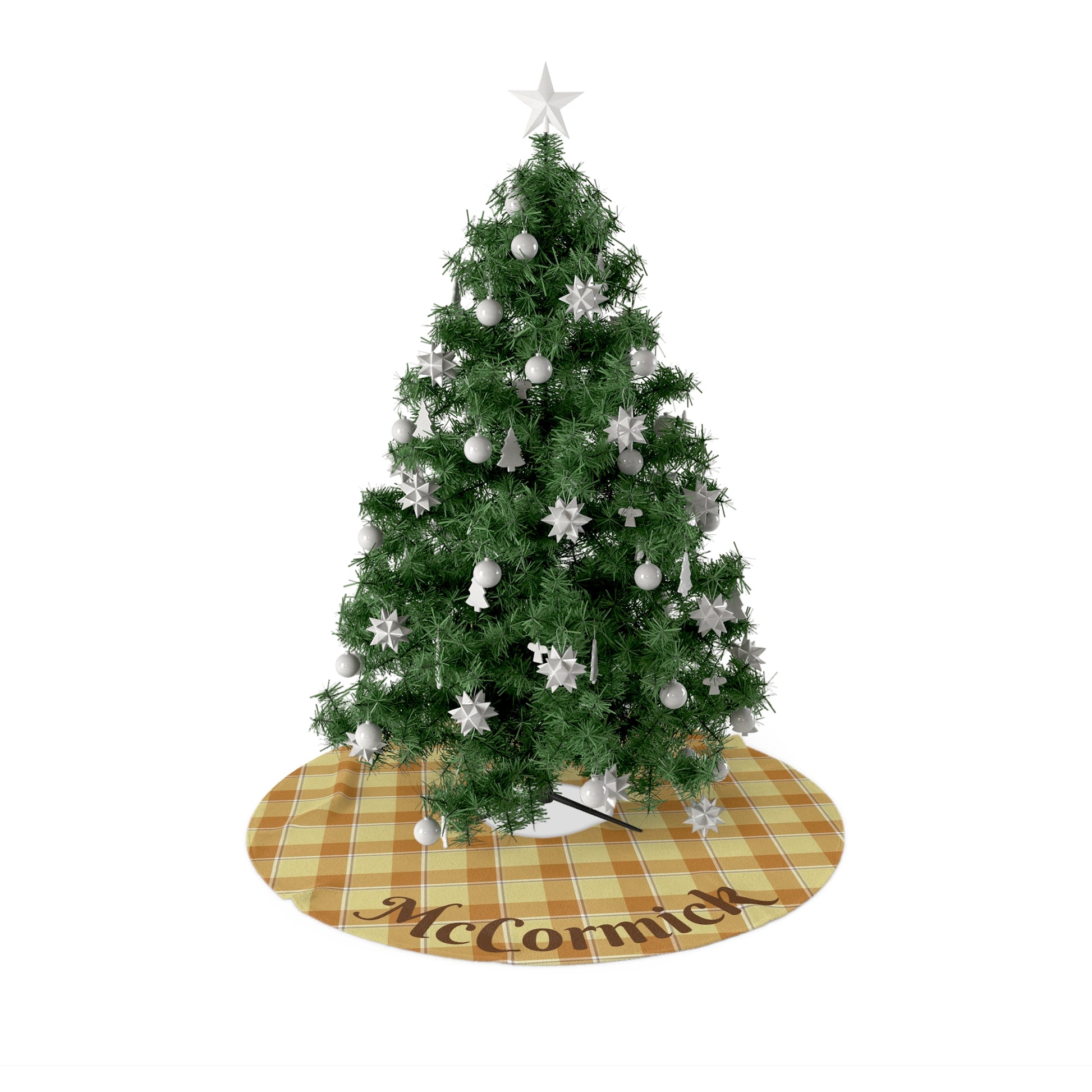 Personalized Plaid Christmas Tree Skirt, Cozy Holiday Decor, Custom Family Name Xmas Gift, Rustic Holiday Home Decor, Plaid Tree Decor - Celtic Scents