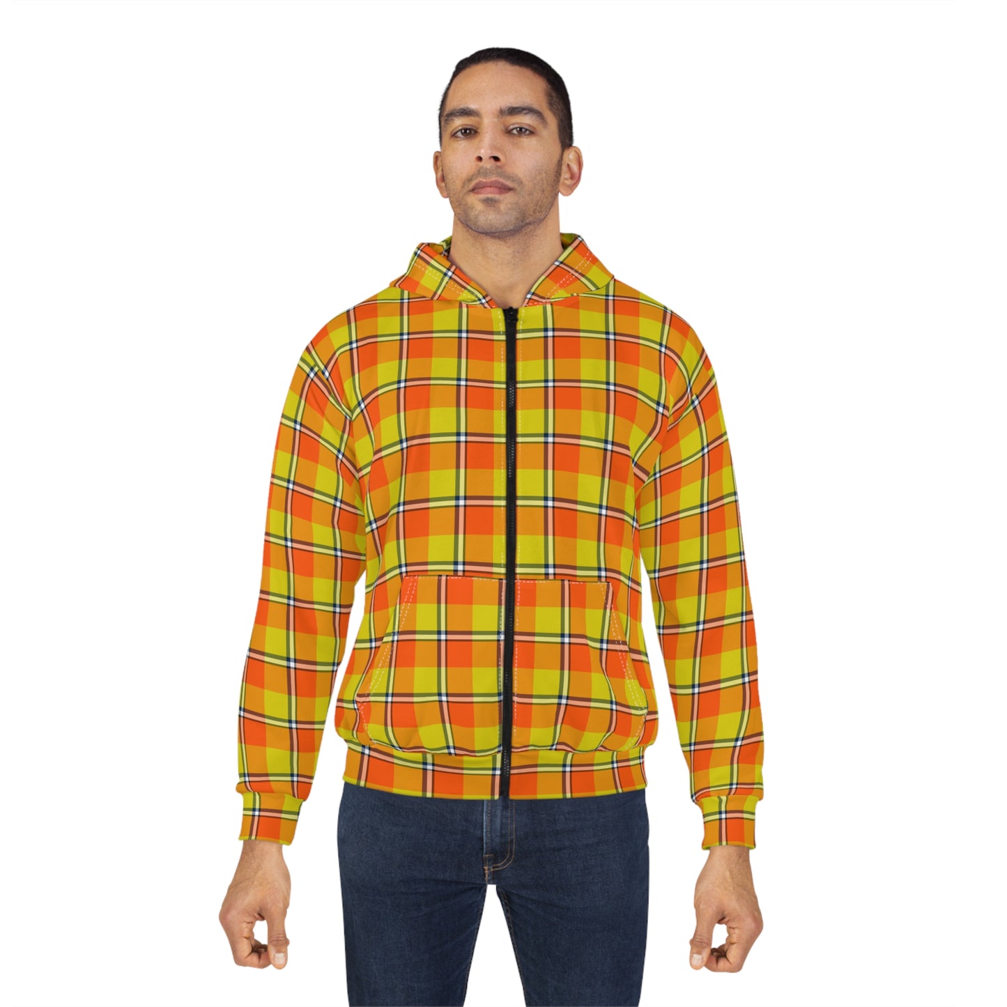 Vibrant Plaid Unisex Zip Hoodie, Cozy Layering Piece, Perfect for Fall Outings, Great Gift for Teens and Adults - Celtic Scents