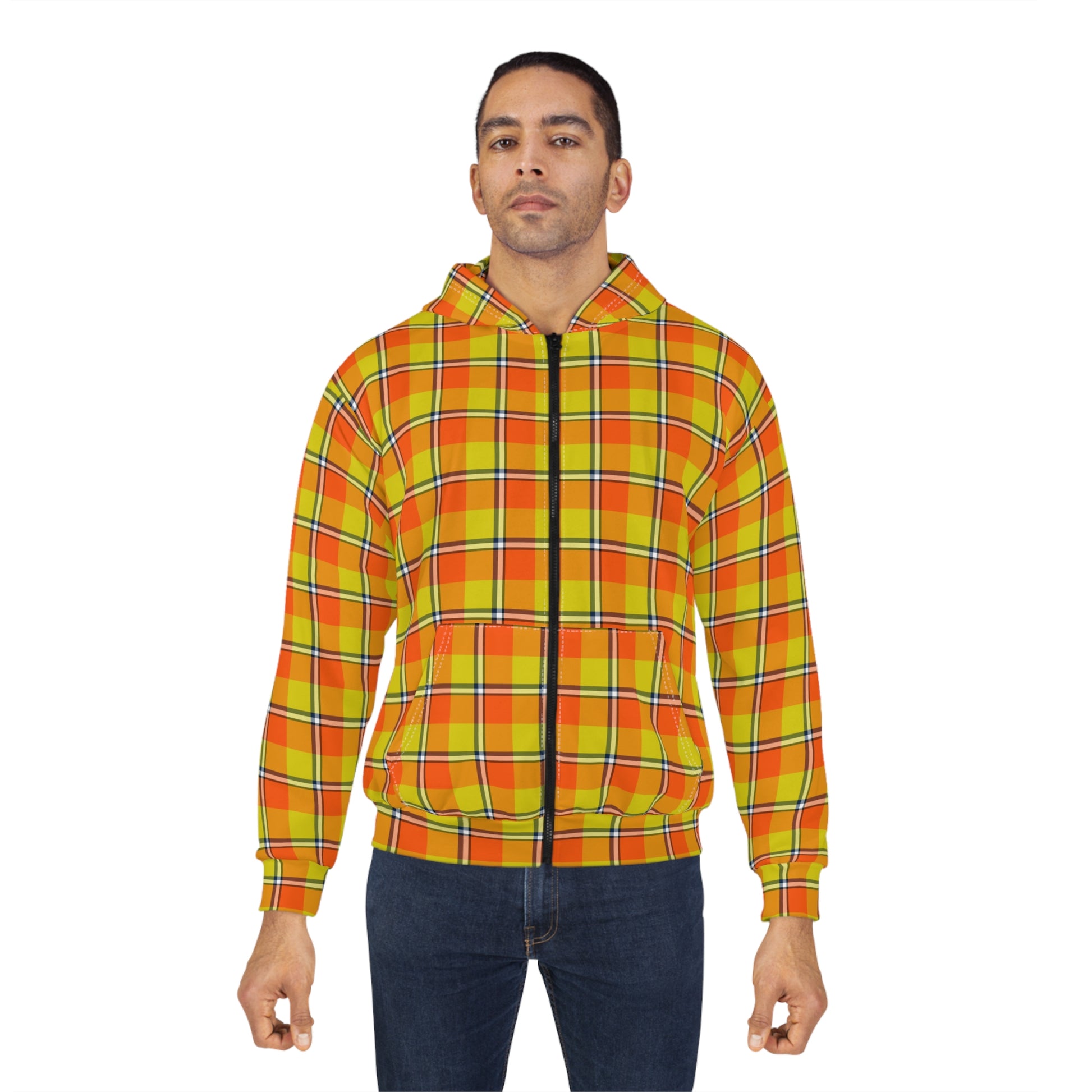 Vibrant Plaid Unisex Zip Hoodie, Cozy Layering Piece, Perfect for Fall Outings, Great Gift for Teens and Adults - Celtic Scents