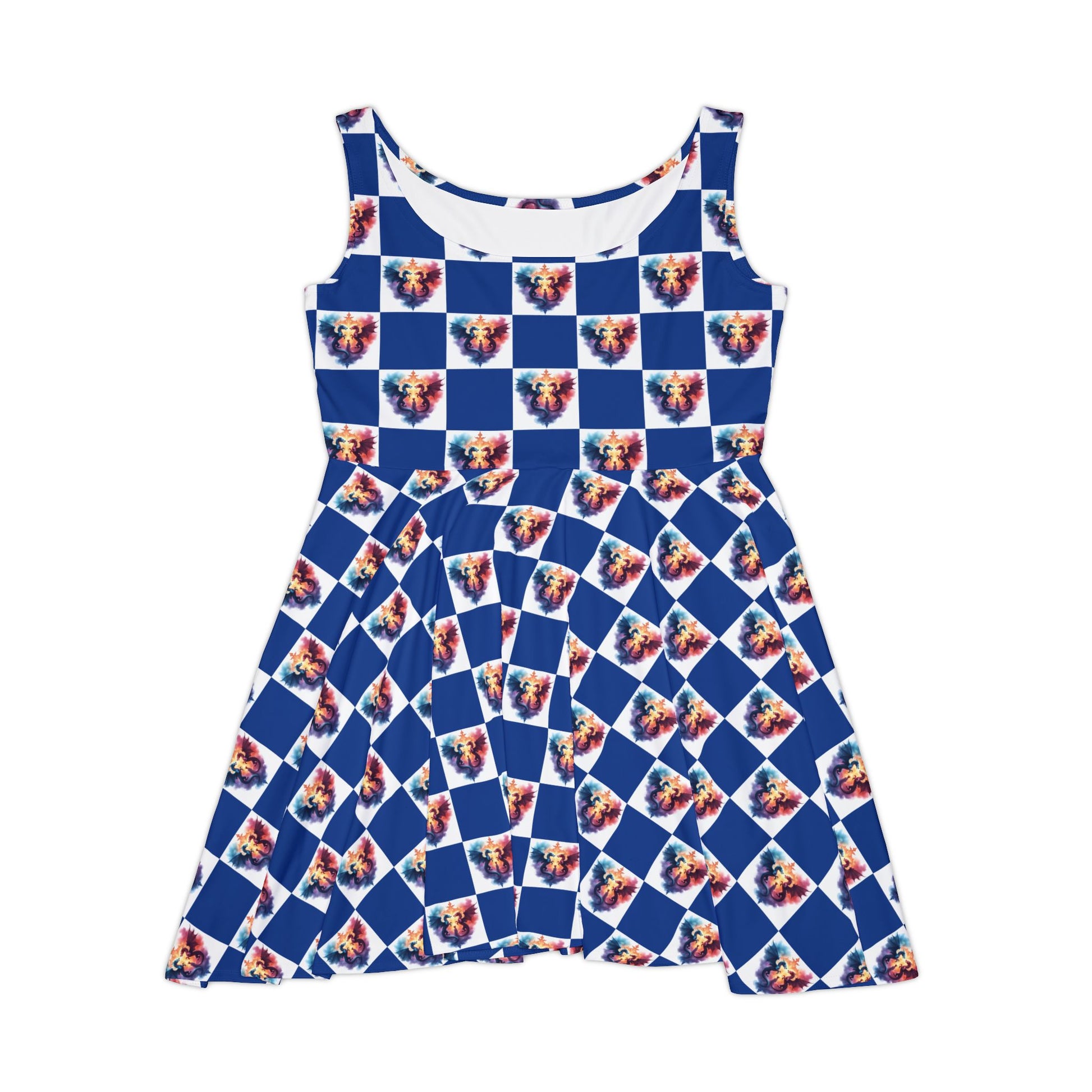 Colorful Celtic Dragon Print Women's Skater Dress, Cute Summer Dress, Festival Outfit, Date Night Dress, Gift for Her, Casual Dress - Celtic Scents