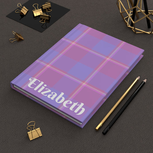 Personalized Plaid Hardcover Journal, Stylish Notebook, Gift for Writers, School Supplies, Planner, Purple Design - Celtic Scents