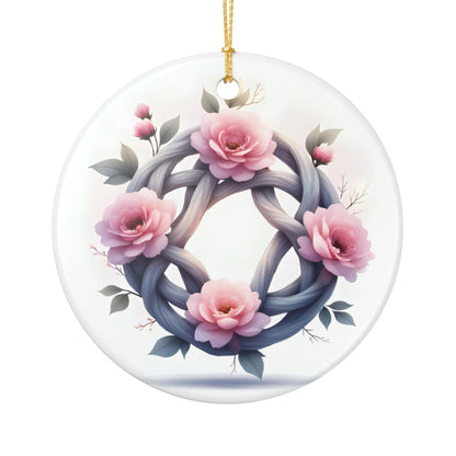 Floral Ceramic Ornament for Home Decor, Holiday Gift, Christmas Decoration, Wall Hanging, Gift for Her, Celtic Knot Design - Celtic Scents