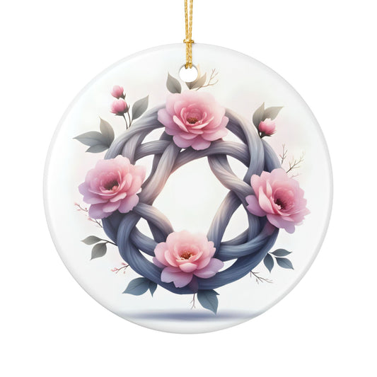 Floral Ceramic Ornament for Home Decor, Holiday Gift, Christmas Decoration, Wall Hanging, Gift for Her, Celtic Knot Design - Celtic Scents