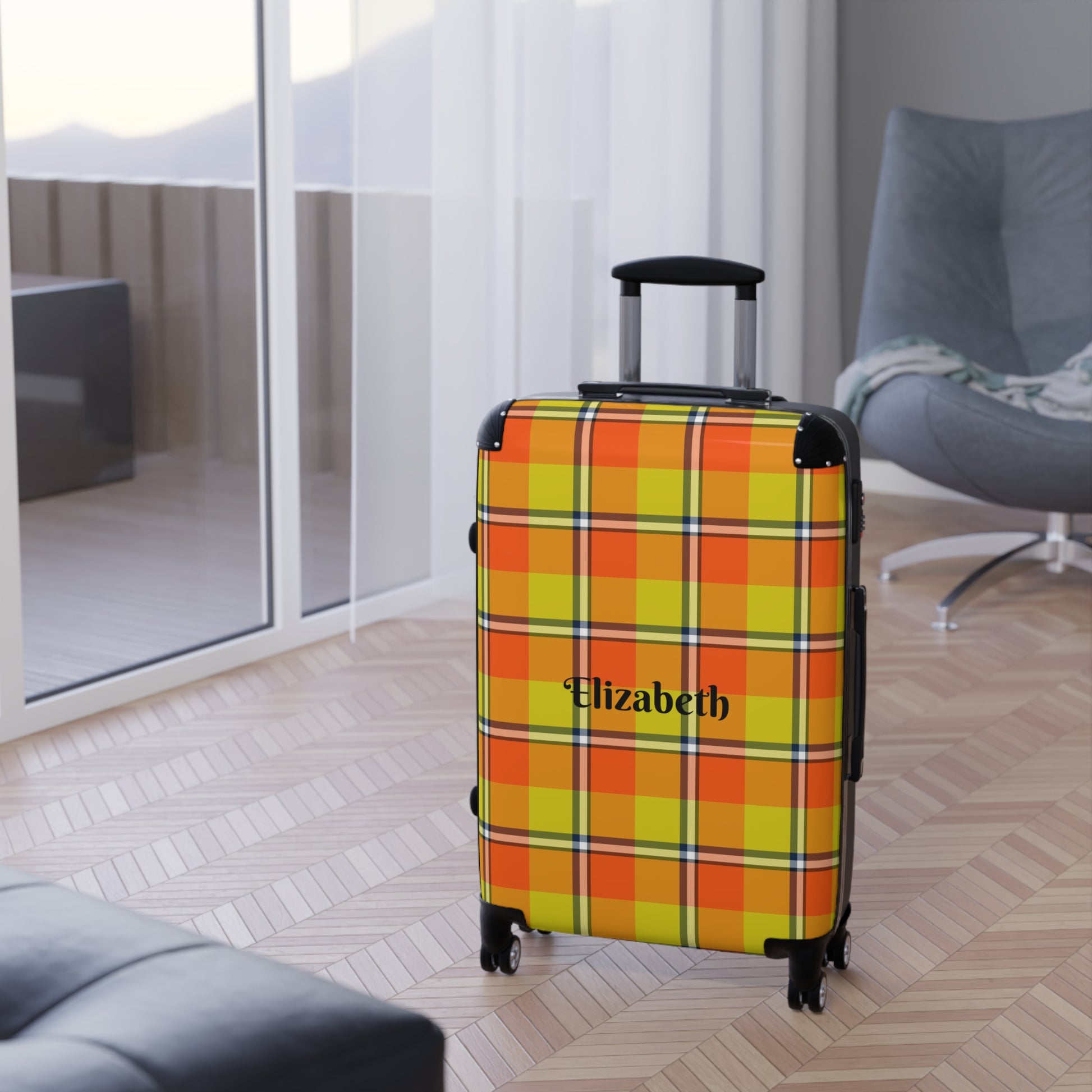 Personalized Plaid Suitcase, Custom Travel Luggage, Stylish Bag for Vacation, Business Trip, or Weekend Getaway - Celtic Scents