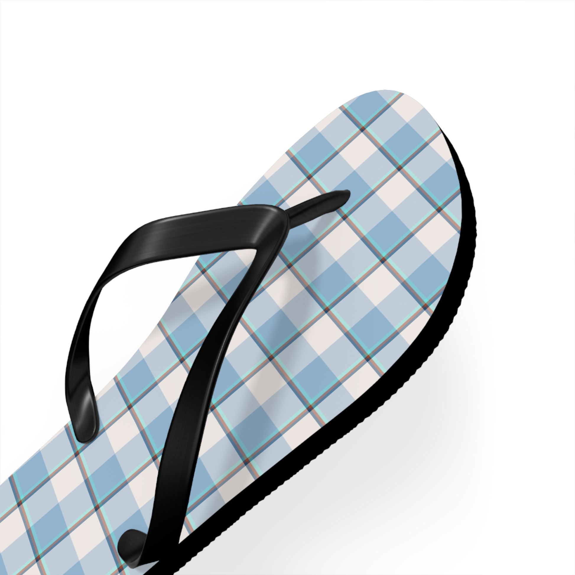 Stylish Blue Plaid Flip Flops for Summer, Beach Sandals, Casual Footwear, Vacation Shoes, Pool Essentials - Celtic Scents