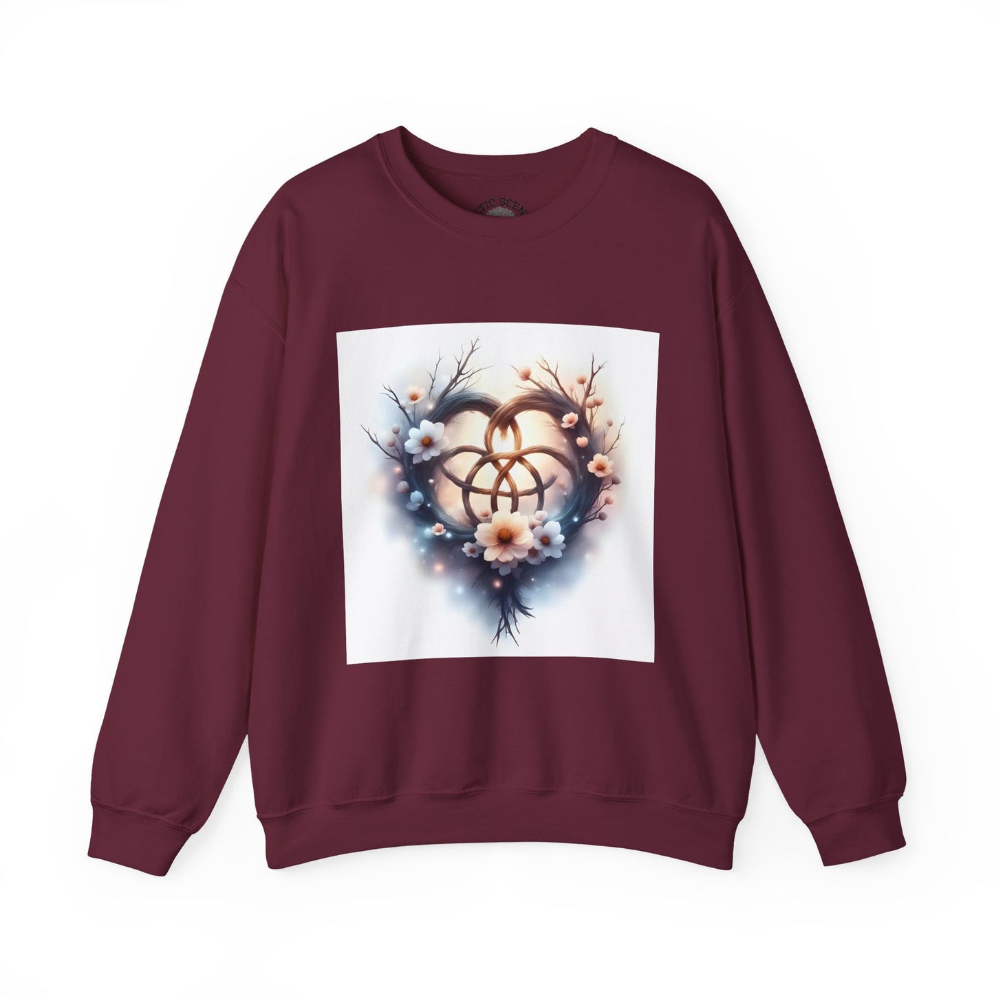 Floral Heart Crewneck Sweatshirt | Cozy Unisex Gift for Nature Lovers, Casual Wear, Spring Fashion, Eco-Friendly Style - Celtic Scents