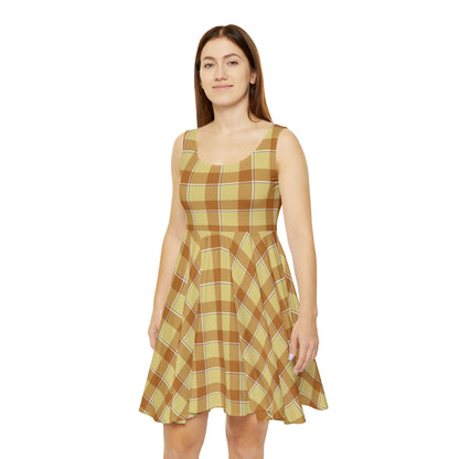 Chic Fall Plaid Women's Skater Dress, Casual Dress, Flowy Dress, Plaid Summer Dress, Cute Party Dress, Stylish Dress for Every Occasion - Celtic Scents